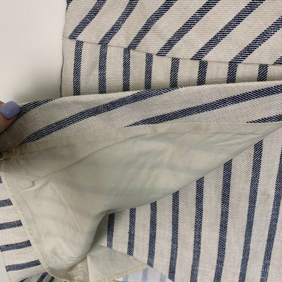 J Crew Linen Women's Size 2 Faux Wrap Mini Skirt Blue Strip - Picture 6 of 10
